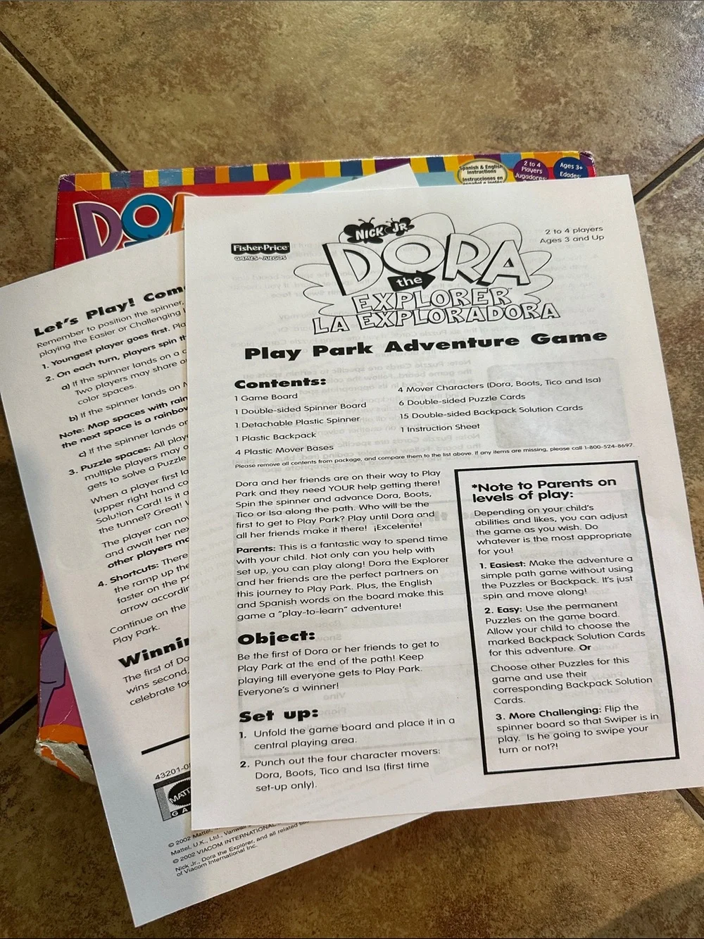 Vintage 2002 Dora Explorer Play Park Adventure Game Complete Fisher Price